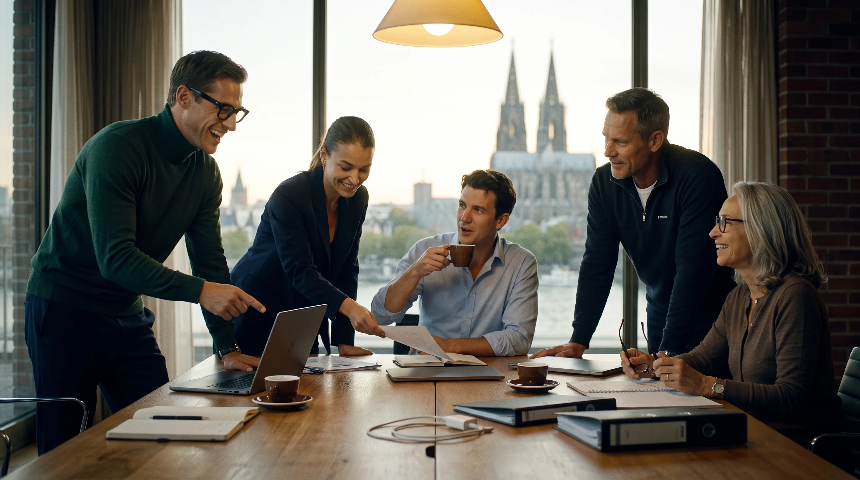 KI-generiert: Das Team der Theo Sanders Immobilien GmbH im Kölner Büro